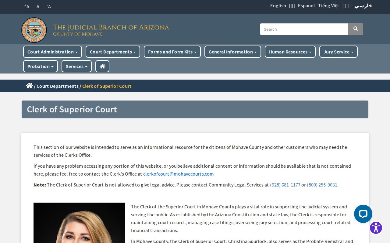 Mohave County residents directory Superior Court Clerk records