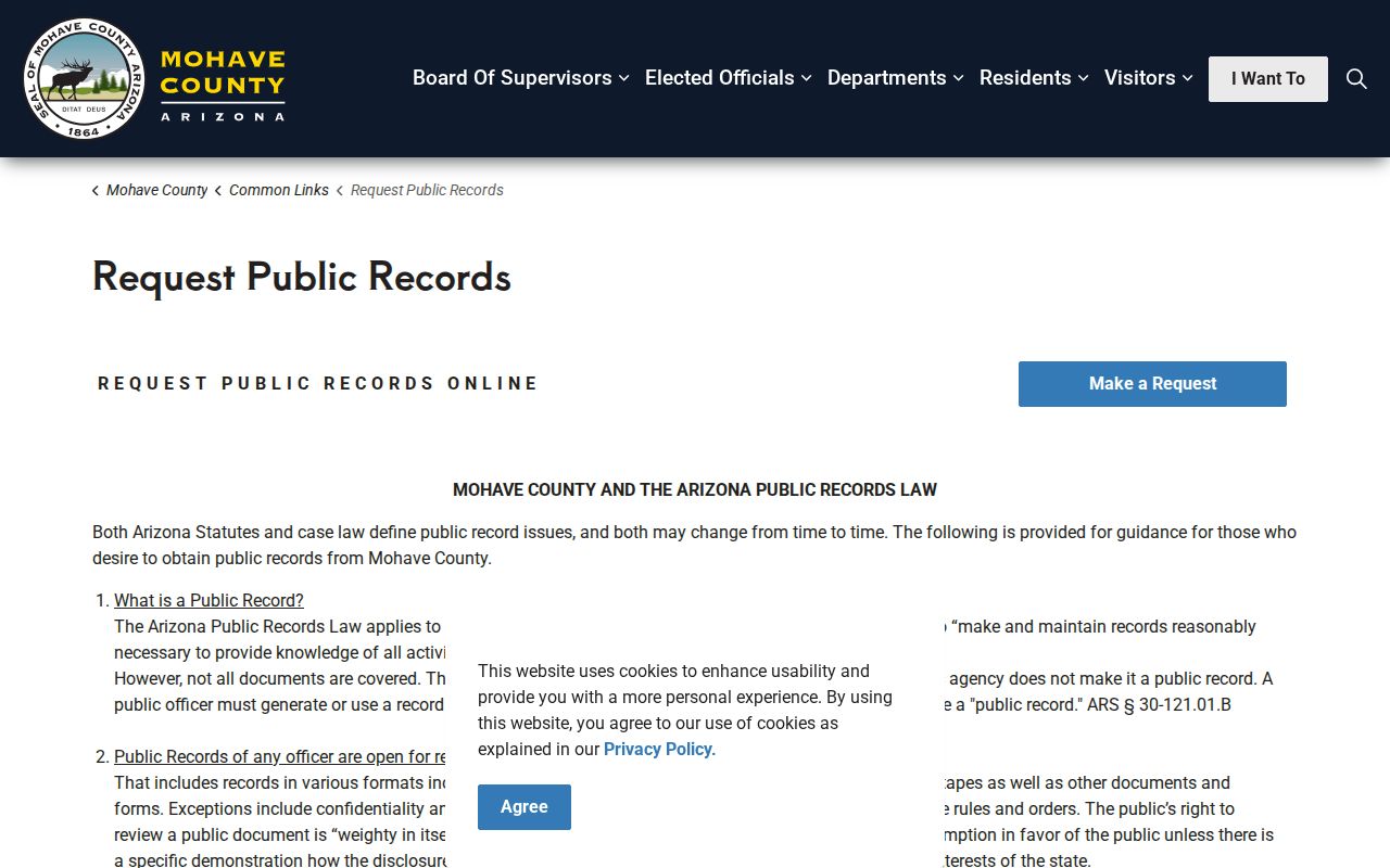 Mohave County residents directory public records request portal